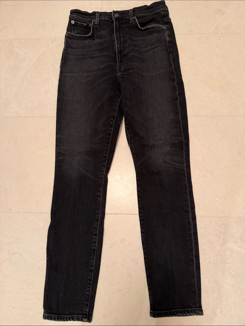 Agolde sz 27 Black Pinch Waist Skinny Denim Jeans w ZIPPER 98% organic cotton